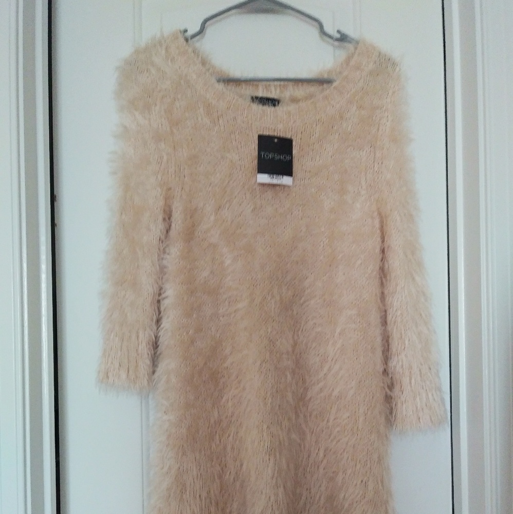 Topshop faux fur long sweater dress 4